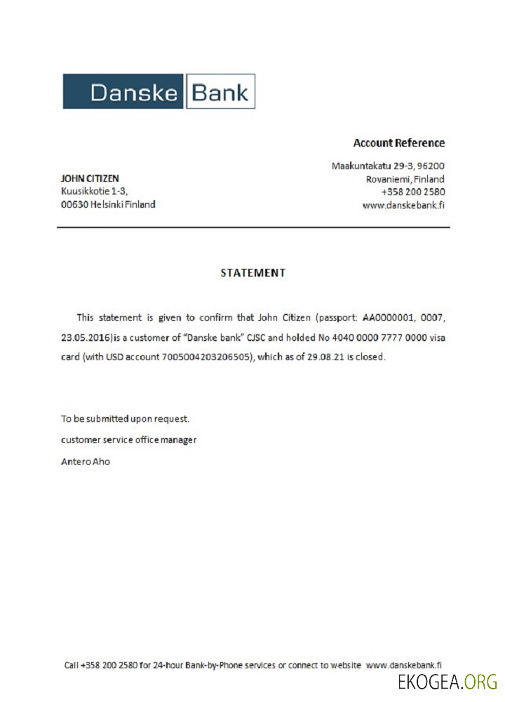 Référence Finland , Danske , closure